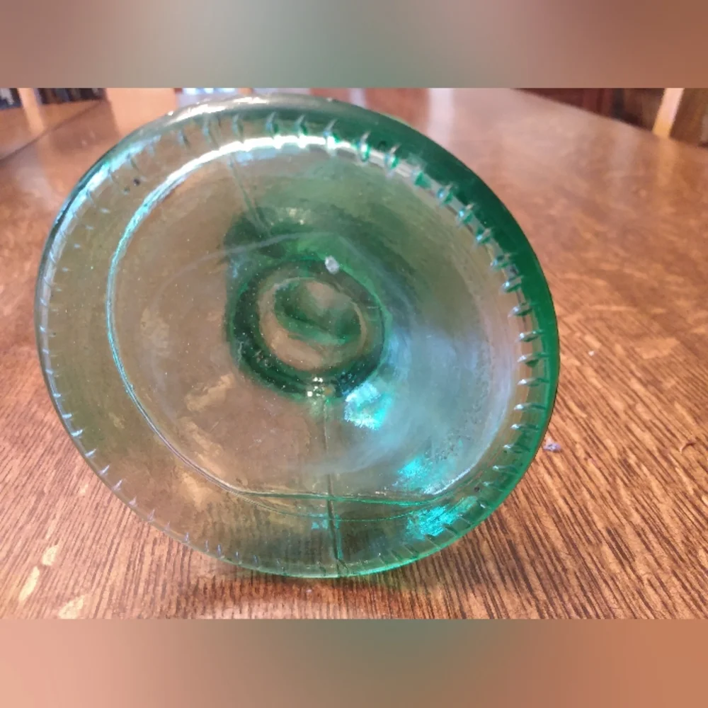Vintage Green Glass Bud Vase or Candlestick Holder (2) - Picture 2 of 16
